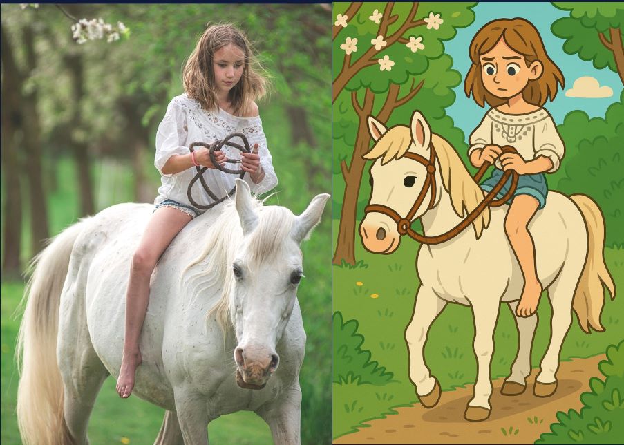 Picture to cartoon ride horse