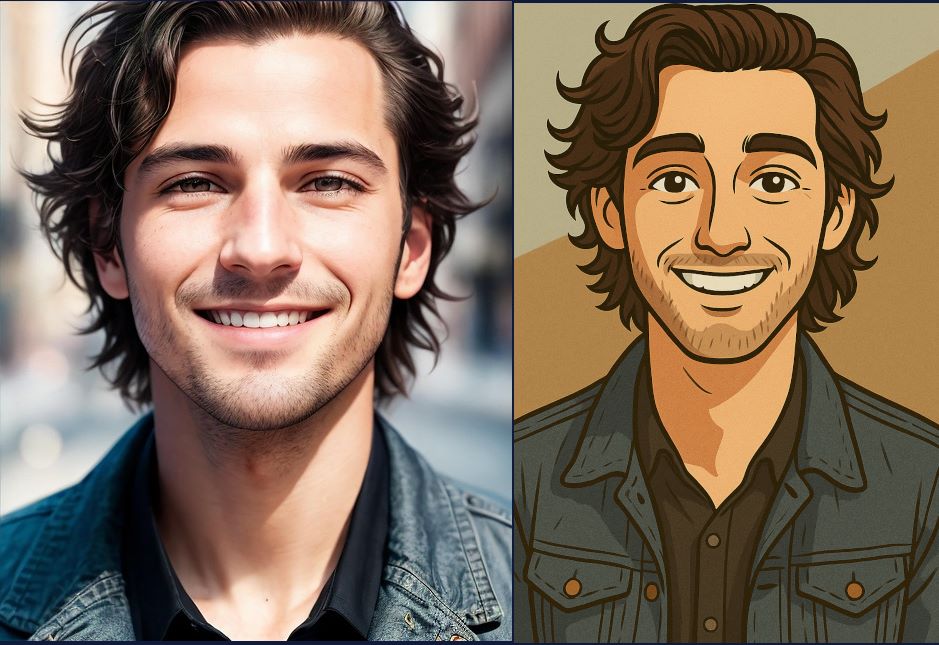Picture to cartoon man curls
