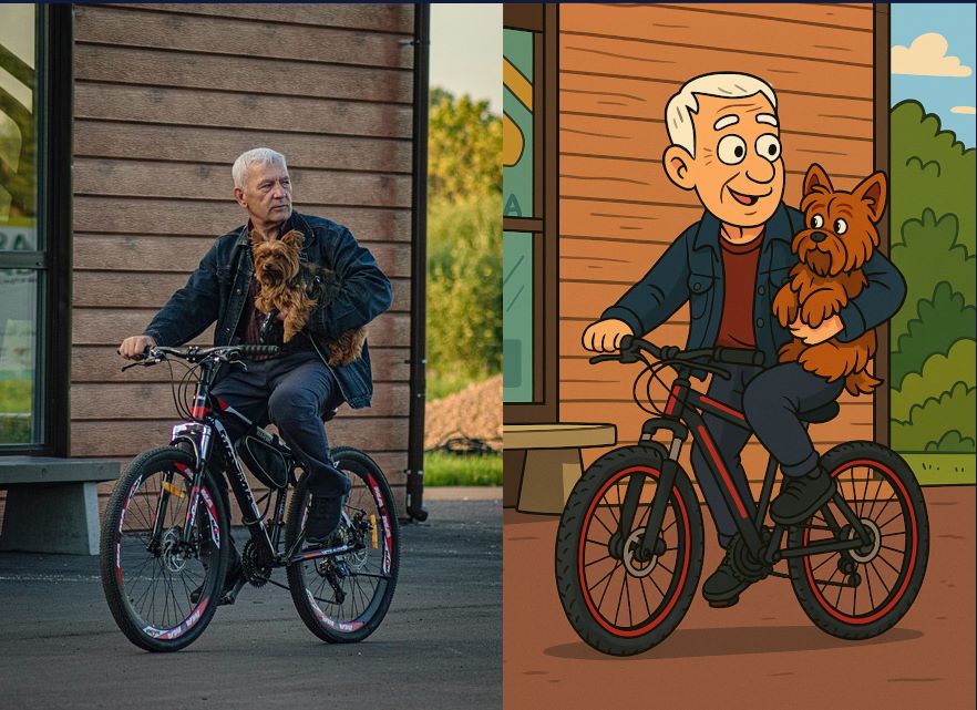 Picture to cartoon old man
