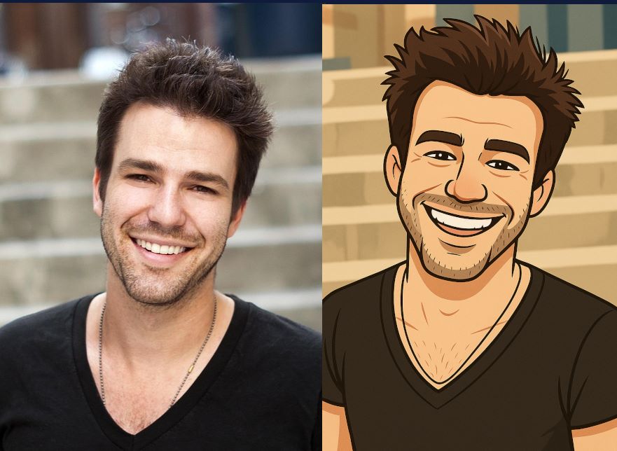Picture to cartoon young man