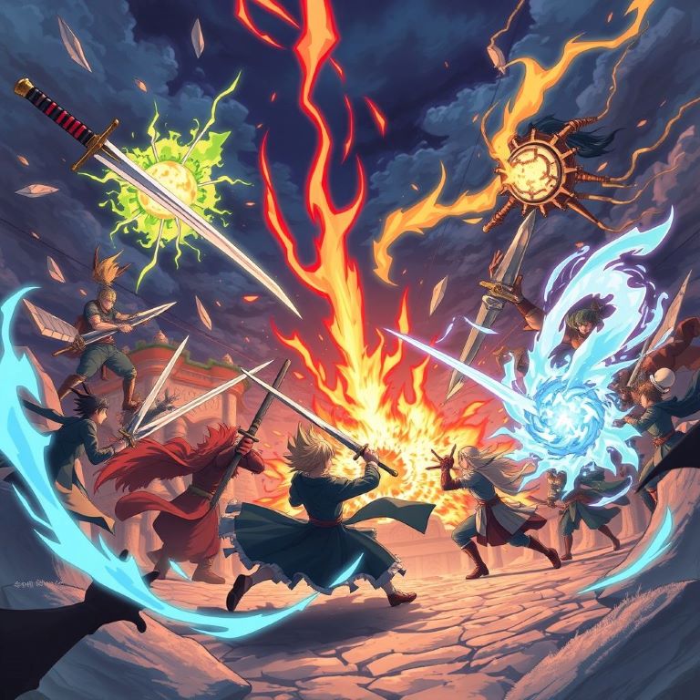 Anime art girl epic battle